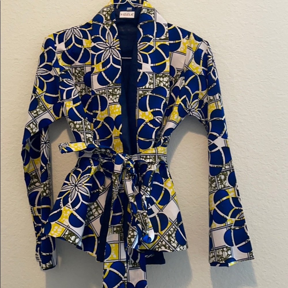 African Ankara wrap blazer